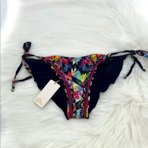 Agua Bendita Women's Mandala V.B. Bikini Bottom - Black Multi - Large - NWT